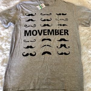 🇺🇸 Gray “Movember” T-Shirt, Sz Large